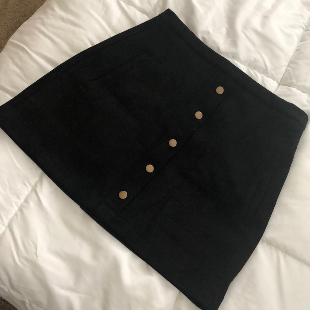 Black Skirt, Gold Buttons